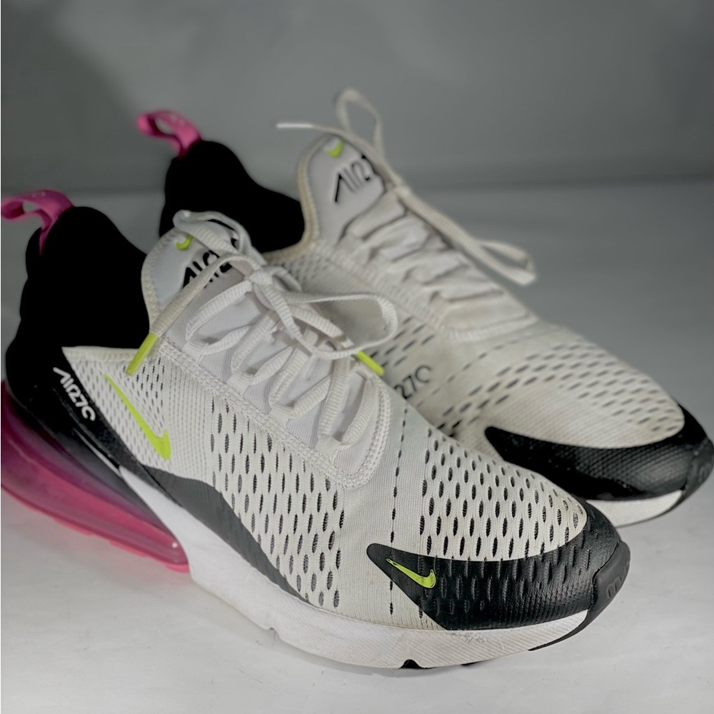 Nike Air Max 270 White Black and Pink Sneakers